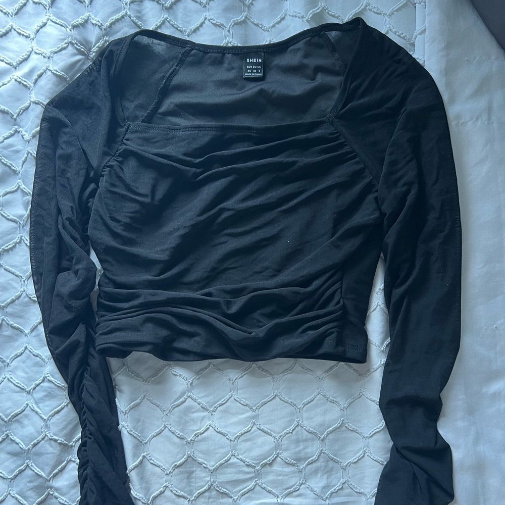 black mesh long sleeve top